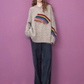 Sweater with rainbow letter embroidery design YM677