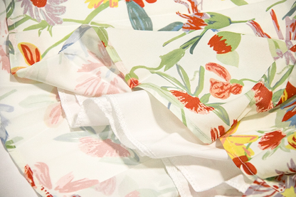 Cute Floral Dress Seaside Vacation Oil Painting Style Suspender Short Dress YM2318