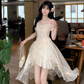 Classy Apricot Tulle Flower Ruffles Long Prom Dress Party Dress YM2051