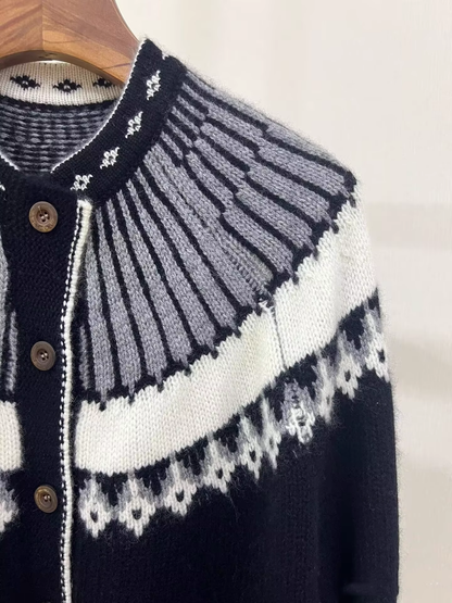 Vintage Jacquard Embroidered Cardigan Sweater YM1866