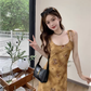 women's summer oil painting printed suspender dress YM1181