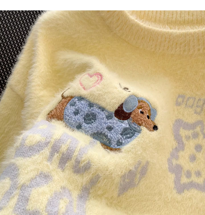Sweet Blue Preppy Style Soft And Loose Sweater YM2453