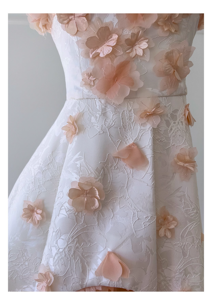Sexy Suspender Flower Strapless Birthday Dress Jacquard Irregular Banquet Dress YM2120