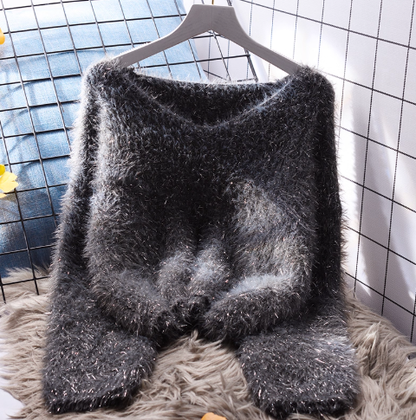 Blue Short Pullover Sweet Soft Knitted Sweater YM2373