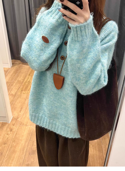 New Long-sleeved Knit Sweater, Thick, Loose, Soft And Cozy Pullover Sweater YM2408