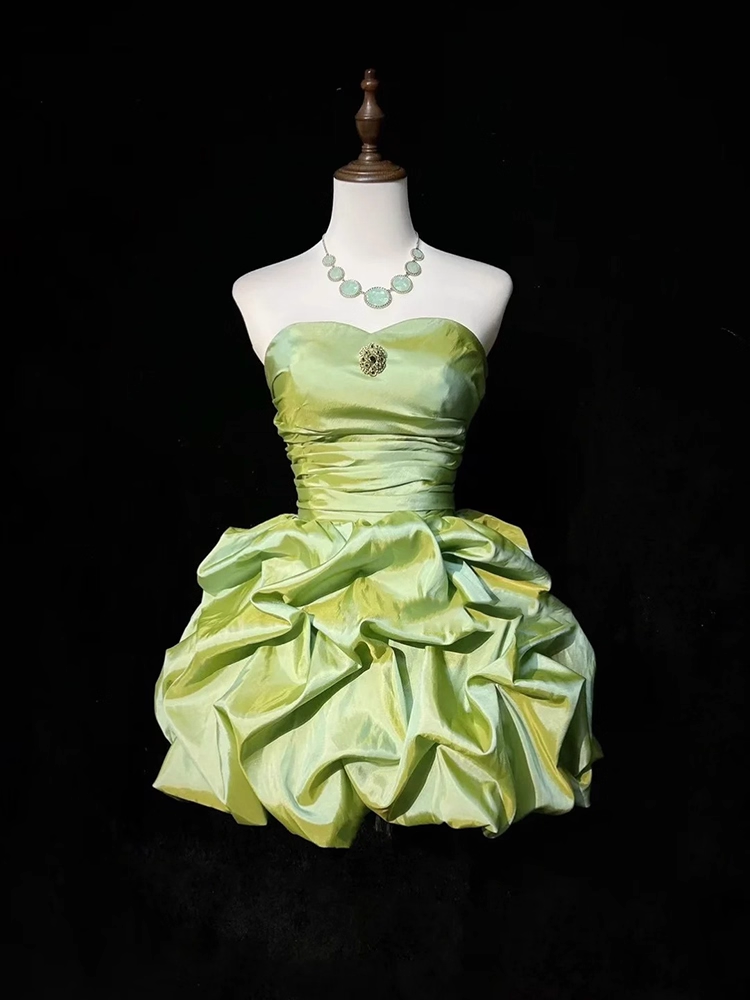 Blue Bubble Birthday Party Dress Strapless Short Evening Dress YM2306