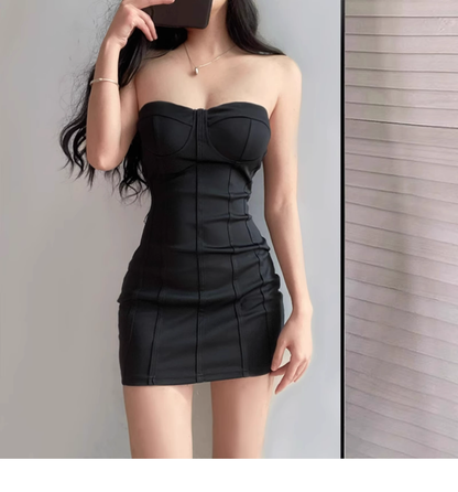 Sexy Strapless Black Sheath Short Party Dress Cocktail Dress  YM2192