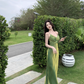 women's summer green suspender dress  YM1235