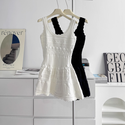 Simple White  A Line Sleeveless Vacation Dress Mini Party Gown YM2076