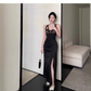 Sexy Black Lace Slit Party Gown,Birthday Outfits YM2019