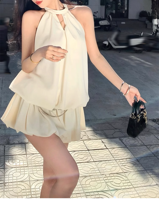 Apricot Halter Backless Short Prom Dress Birthday Outfits YM2013