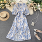 Printed Sexy V-Neck Slit Summer Dress YM1572