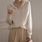 Hooded Knitwear Women Autumn New White Thin Sweater YM355