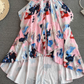 women's summer retro printed suspender dress YM1421