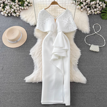 Beaded V-neck Bodycon Dress YM816