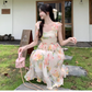 women's floral suspender dress YM1160