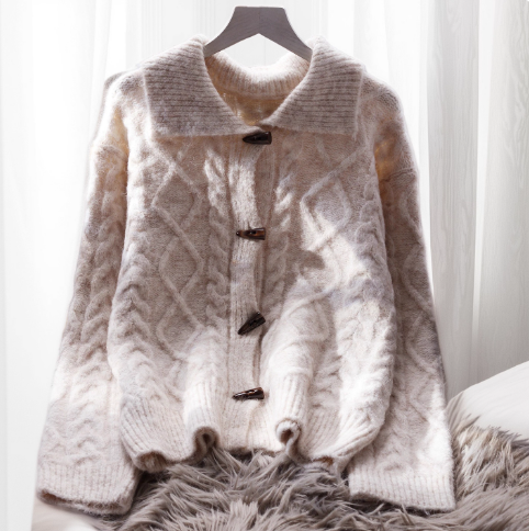 New Autumn Japanese Style POLO Collar Knitted Sweater Jacket YM2346