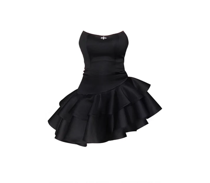 Chic A line black fashion summer short dress ,YM71