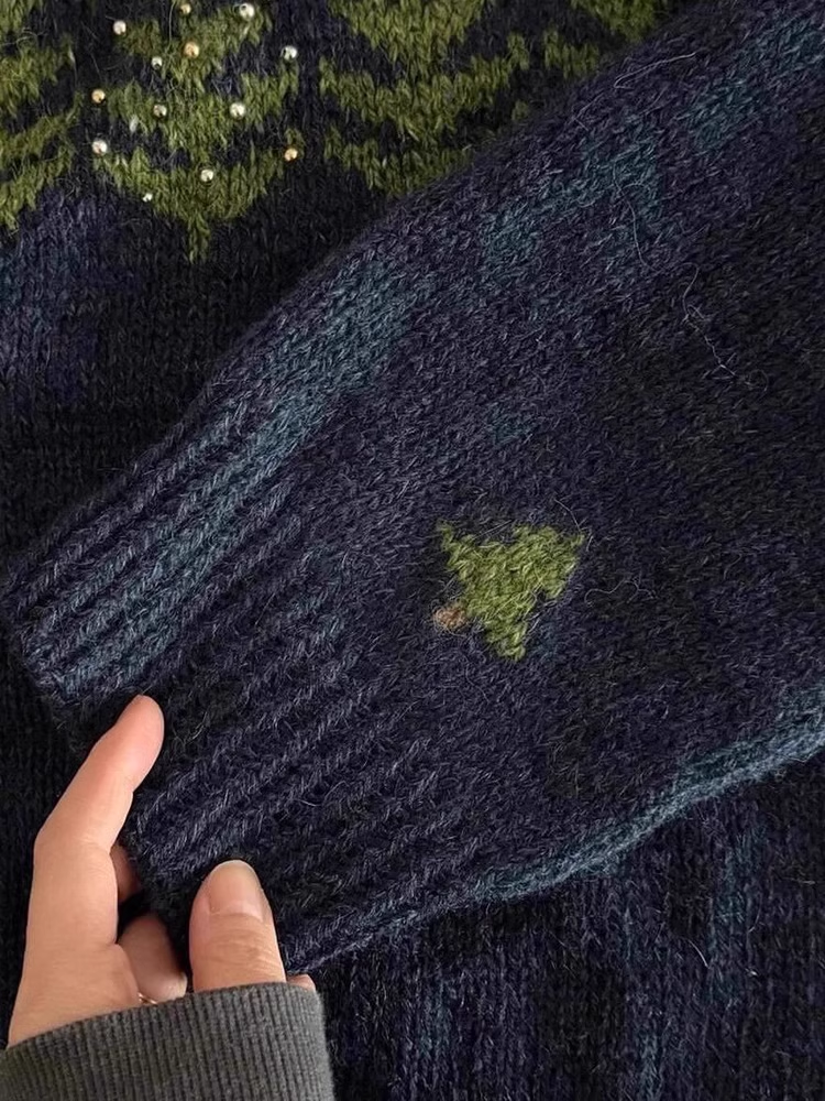 Navy Blue Sweater For Women Winter New Style Lazy Style High-End Beautiful Sweater YM1842