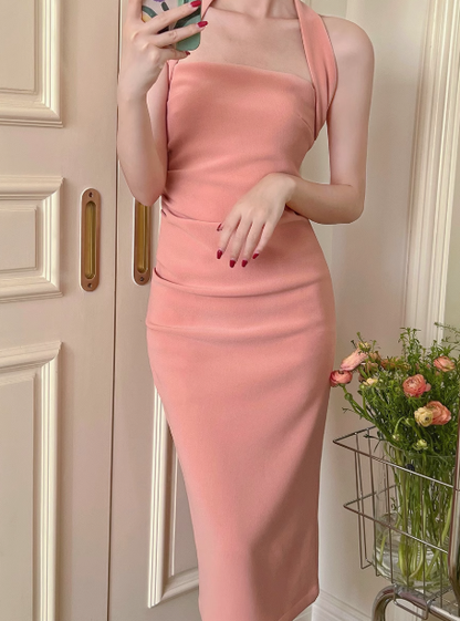 Halter neck dress new sheath birthday party dress YM1939