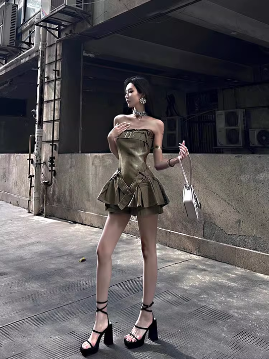Strapless A-line Short Dress   YM1350