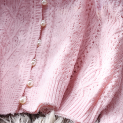 Sweet Japanese Style Knitted Sweater,Short V-neck Hollow Sweater Jacket For Women YM2344