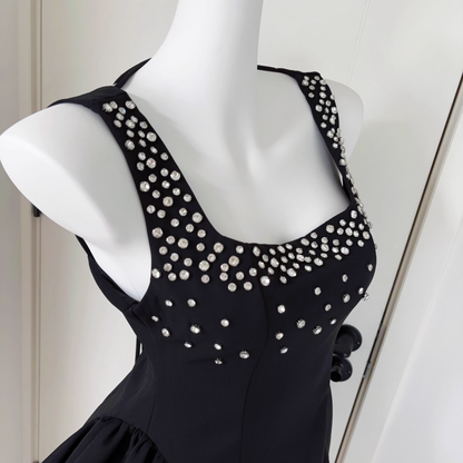 Black A Line Sleeveless Short Birthday Dress Cocktail Dress YM2075
