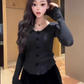 New Style Early Spring Top With Bow Short Hot Girl Chic Knitted Sweater YM1807