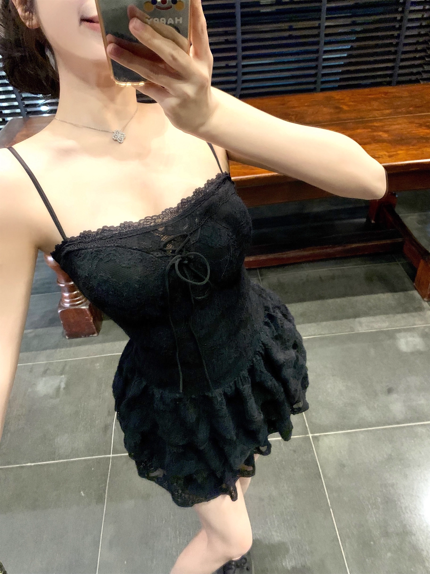 Black Sexy Lace Straps A Line Birthday Outfits Short Vacation Dress YM2190