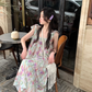 Retro oil painting printed suspender dress for women in summer YM1452