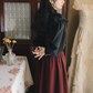 Palace retro long-sleeved lace shirt striped long skirt two-piece dress YM688