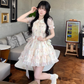 Sweet Tulip Print Baby Doll Neck Multi-Level Skirt Dress YM2032