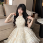 Sweet Apricot And Age-Reducing Doll Collar Pearl Lace Cake Dress Princess Dress YM2030