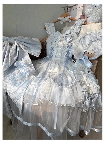 Cute Blue Birthday Party Dress Lolita Princess Dress YM2142