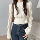 Women's fall knitted bottoming shirt with puff sleeves sweater YM495