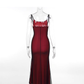 Vintage Sexy Red Sheath Prom Dress,Spaghetti Straps Birthday Party Dress YM2021