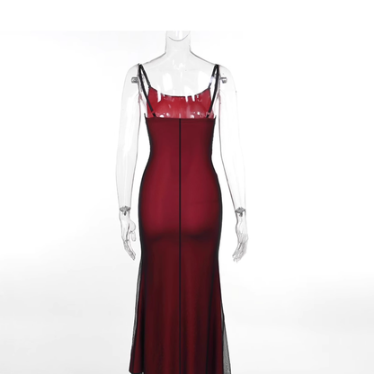 Vintage Sexy Red Sheath Prom Dress,Spaghetti Straps Birthday Party Dress YM2021
