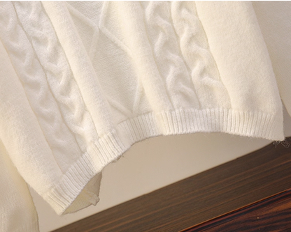 White Loose Pullover Off-the-Shoulder Knit Sweater YM2289
