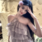 Purple Halter Neck Ruffle Layered Short Party Dress YM2010