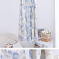 Blue High Waist Ruffled Sequin Print Floral Straps Birthday Party Dress YM2029