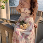 French rose floral suspender skirt for women in summer YM1510
