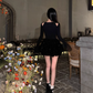 New Style Birthday Date Dress Off-shoulder Long-Sleeved Black Prom Dress YM1978