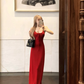 Sexy Straps Red Sheath Long Party Dress Birthday Outfits YM1825