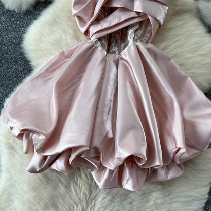 Sexy A-line Pink Party Short Dress   YM1460