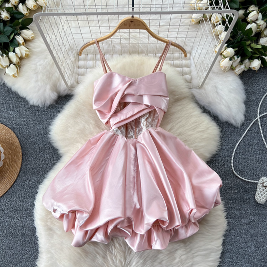 Sexy A-line Pink Party Short Dress   YM1460