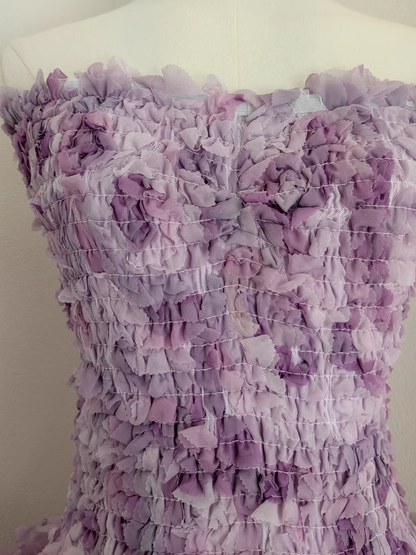 Chic Tulle Three-dimensional Flower Ruffled Party Dress Purple Birthday Outfits YM2096