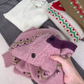 Women's winter pink knitted cardigan sweater coat YM1894
