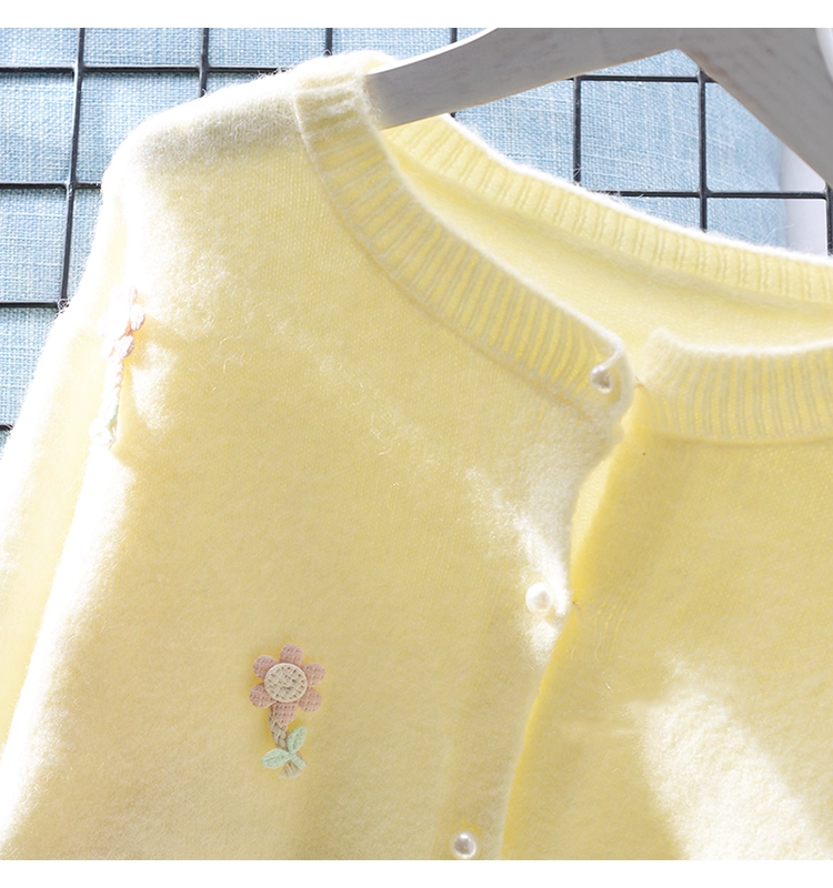 Sweet Short Sweater Jacket New Style Pink Outer Long-Sleeved Knitted Cardigan YM2360