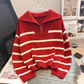 women's spring and autumn striped sweater loose lazy style knitted sweater YM372