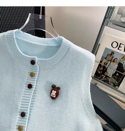 Retro Gray Knitted Vest Sweater YM2448